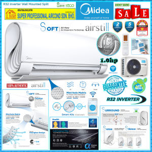 Midea Airstill 1.0hp Inverter Air Conditioner MSFAAU-10CRFN8 Airstill Cooling Premium Inverter Air Conditioner R32 ((5 Star Energy Saving))