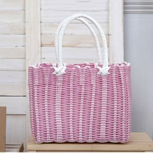 DIVATEN Rattan Woven Handmade Wicker Shopping Basket Multicolors 241418cm Home Vegetable Fruit Packing PVC Garden Imitating Flower Basket