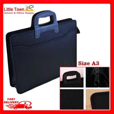 Briefcase Documents bag portable Waterproof information bag Size A3 Black