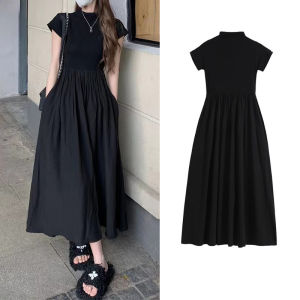 dress hitam wanita gaun tanpa lengan long skirt dress panjang cewek casual