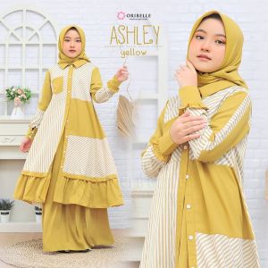 TERBARU !! Gamis Anak Perempuan Ashley Kids Usia10 -12 Tahun Bahan Crinkle Airflow