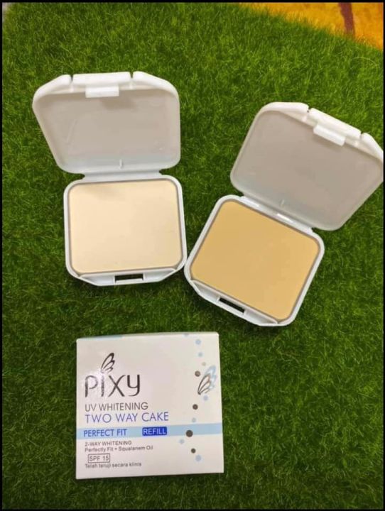 BEDAK PADAT REFILL PIXY UV Whitening Two Way Cake perfect fit / bedak tahan air dan tahan lama / bedak glowing tahan lama / bedak basah glowing / bedak wajah / bedak natural / bedak refill pixy / bedak pixy