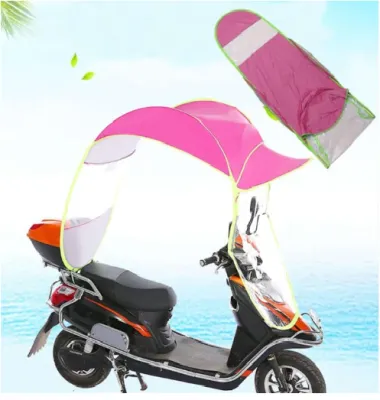 XIE-JS Simple Motorcycle Canopy Motorbike Roof Motor Bicycle Sun Visor Shade Tent Umbrella Windshield w/ Wings