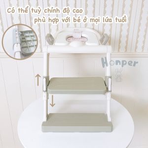 Cầu thang cho bé đi vệ sinh kèm thu nhỏ bồn cầu có thể gấp gọn Honper có tay vịn an toàn BabyUS