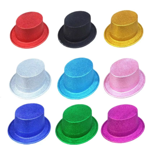 Glitter Magician Hat Party Top Hat Cowboy Fedora Hat Cosplay Costume Christmas Party Sparkly Head Cover for Adult Kids