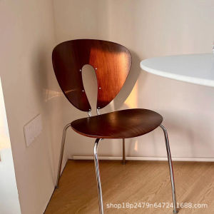 Modern Minimalist Backrest Chair Wooden Backrest Dining Chair Hollow Design Cafe Chair Lounge Chair