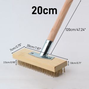 20/30/45cm Steel Brush with Handle Stiff Bristle Brush For Cleaning Garage Patio Garden Moss