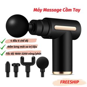 Máy massage đấm lưng cầm tay đa năng -máy massage cầm tay mát xa cổ vai gáy giảm co cứng cơ với 4 đầu và 6 chế độ (bảo hành 1 đổi 1)