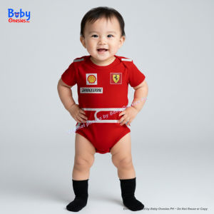 Bộ đồ liền thân đua xe cho bé 0-12 tháng Phong cách thể thao xe đua màu đỏ. 100% cotton Tuyệt vời cho buổi chụp ảnh.