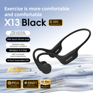 POLVCDG-X13 IPX8 Waterproof Swimming Bone Conduction Headset 32g Memory Bluetooth 5.4 Running Sports Headset With Microphone Dual Machine Connection Function