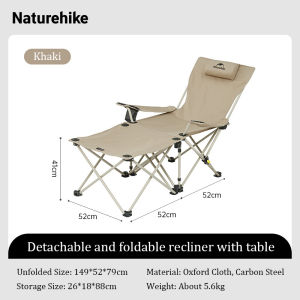 Naturehike Camping Multifunctional Folding Recliner Detachable Gathering with Table Recliner Portable Outdoor Beach Chair
