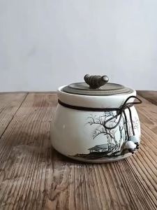 【Ship in 24H】Ceramics Urn Cremation FuneralCat Dog Memorial Keepsake 陶瓷宠物骨灰罐 密封罐 家用宠物骨灰盒E4