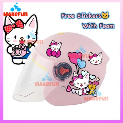 Pink Kids Half Face Helmet For Girls 3 to 15 Years Old Motorcycle Scooter Princess Stickers