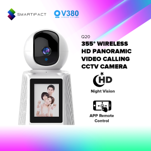 V380 Q20 2MP WiFi CCTV Camera With Display Screen Use Video Calling Camera With Motion Detection Two-Way Audio Up To 128GB Storage