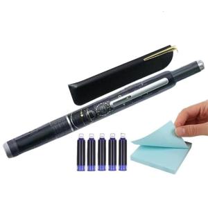 Press Fountain Pen with 5 Inks Cartridges 0.38mm Fine Tip Retractable Inks Pen Fountain Pen for Student Women Men
