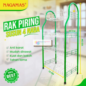 Rak Piring Wastafel Stainless 4 Susun Besar / Rak Cuci Piring dan Gelas Jadul Jumbo