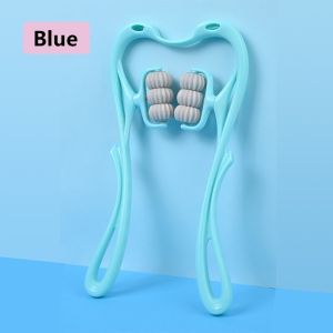 Six round blue Handheld massager cervical massager shoulder and neck massage roller neck pain relief