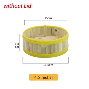 LYMEDIA 1Pcs Handmade Bamboo Steamer 3.5-8 inch Multi-function Kitchen Cookware Durable With Lid Dumpling Steamer Chinese Food Making