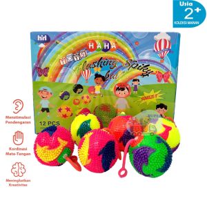 Mainan edukasi anak flashing spiky ball bola duri yoyo karet bunyi dan lampu warna warni