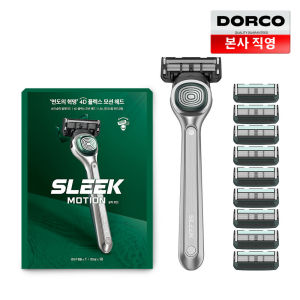 DORCO SLEEK 6-Blade Razor System for Men – Multi-Flex Head Precision Handle Lubricating Strip with Aloe & Vitamin E Includes 10 Cartridges