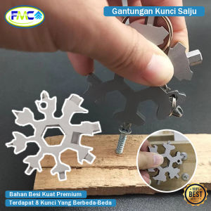 Gantungan Kunci Snowflake Multifungsi Serbaguna Survival Bentuk Salju Hexagonal Multifungsi Multitool Kunci set Snowflake 18 in 1 Tool Pocket Wrench Saket Tool