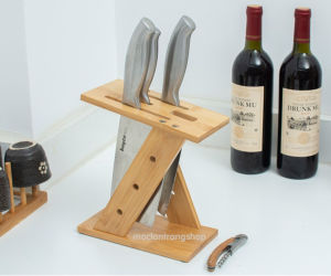 Kệ để dao kéo bằng tre siêu thoáng khí tuyệt đối phong cách Bắc Âu. Giá để dao đơn giản tinh tế chữ Z chữ R