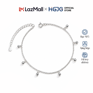 Lắc Chân Nữ Bạc 925 HGJG Thiết Kế Đính Viên Bi Tròn Phong Cách Nữ Tính Thanh Lịch Quà Tặng Bạn Gái