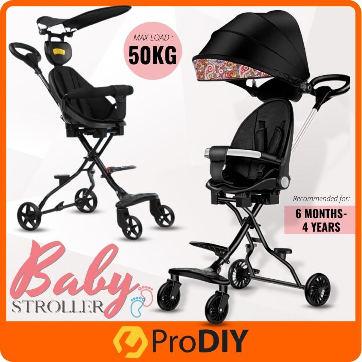 Way Foldable Baby Stroller Wheels with Sunshade Kids Stroller