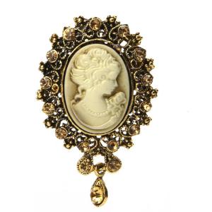 Vintage Cameo Victorian Style Queen for Head Pattern Brooch Clothing Corsage Brooch Pin for Wedding Party Women Pendant