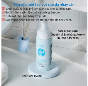 Sữa rửa mặt tạo bọt làm sạch và cấp ẩm cao cho da yếu và nhạy cảm 150 ml- Atomy Eco Mild Bubble Cleanser - 애터미 에코 마일드 버블 클렌저 - Атоми Нежная эко-пенка для умывания