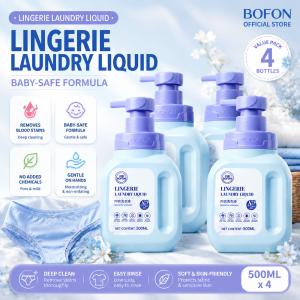 BOFON Cloud Intimate Wear Detergent | Gentle Yet Powerful Formula for Delicates | Antibacterial + Period Stain & Yellowing Removal | Hypoallergenic & Baby-Safe | 500ml*2Bottle