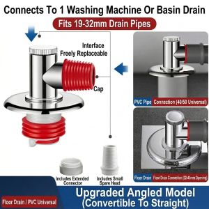 Washing Machine Drain Adapter Floor Drain Cover ABS Silicone 32mm Anti-Odor Anti-Backflow Valve