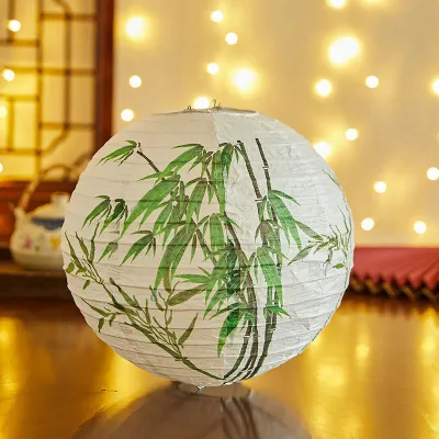 FYHL0742 Lampion Imlek Kertas 30cm Motif Sakura Merah Dekorasi Chinese New Year