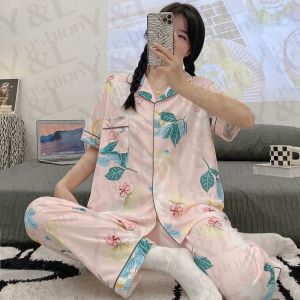 Y&L Fashion #B002 Polyester Stylish Floral Design Short Sleeve Pajama Set Loungewear Great Value