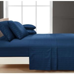 HOTEL QUALITY 3N1 STRIPE BEDSHEET WITH TWO PILLOWCASE NAVY BLUE COLOR l ANYA BEDIDNGS I CANADIAN