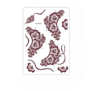 CHICKETTI Red Mehndi Stickers Henna Tattoo Stickers Legs Arm Lace Fake Tattoo Body Art Sticker Red Lace Henna Tattoo India Flower Red Henna Tattoo Decals Women/Lady