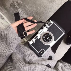 Retro Camera casing For IPhone 16 17 air 15lus 14 Pro Max Retro Camera Emily In Paris with Strap Lanyard Phone Case for 11 12 13 Pro Luxury back Cover