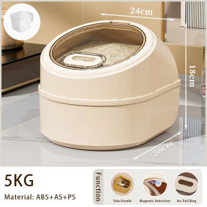 Vision 5kg/10kg/12.5kg Rice Storage Box Dry Food Dispenser Rice Storage Container Rice Bucket with Lid Kitchen Seal Grain Dispenser Pet Grain Storage Barrels Container Airtight Moistureproof Storage Bin
