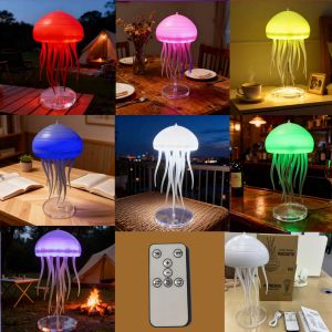 Jellyfish Night Light ไฟกลางคืนแมงกะพรุน Creative LED usb 360° Rotation Randomly switch colors Bedside lamp electric lamp Outdoor camping baby sleeping bar romance