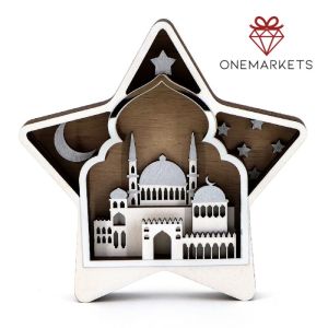 Ornamen Hiasan Meja Edisi Ramadhan - Hiasan Idul Fitri Bahan Kayu LL302