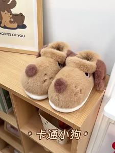 รองเท้าผ้าฝ้ายฤดูหนาวแบบสูง รองเท้าแตะขนสุนัขอบอุ่นสำหรับผู้หญิง รองเท้าแตะผ้าฝ้ายนุ่มไม่ลื่นสำหรับผู้ชาย ขายส่ง