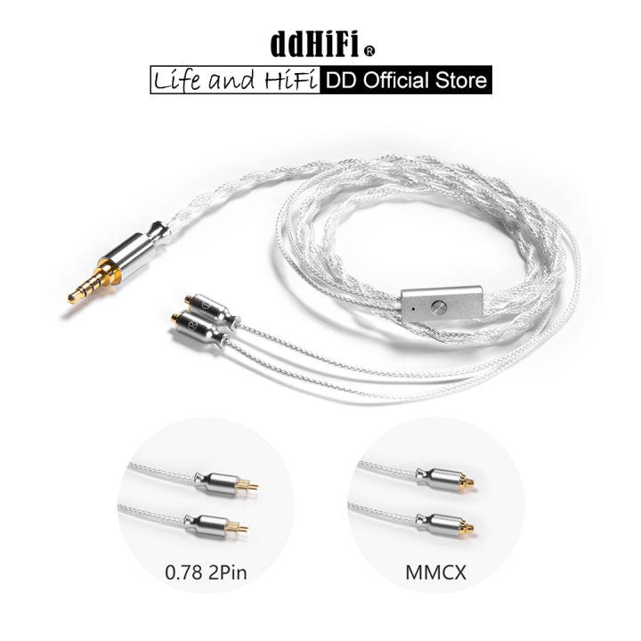 DD ddHiFi M120A 3.5mm Earphone Cable with 2-Pin 0.78 and MMCX Connector, Supports CTIA Standard In-line Controls and Microphone