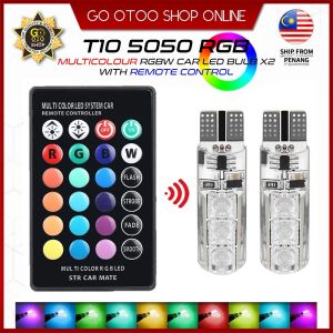 REMOTE CONTROL T10 5050 CAR LED BULB 6 SMD MULTICOLOR W5W 501 SIDE LIGHT BULBS (2Pcs)