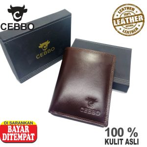 Cebbo Dompet Pria 100% Kulit Sapi Slot Kartu Banyak Model Lipat Dua Dompet Kulit Sapi PULL UP Kulit Magetan
