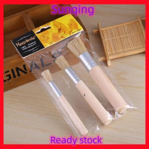 SQ Stationery [Flash Sale] 3PCS Set Wooden Stencil Brush Chalk Paint Natural Pure Hog Bristle brush Round