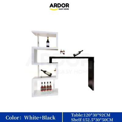 ARDOR 360° Rotating Bar Table Dining Table Partition Bar Counter With Bookshelf (No Chair)