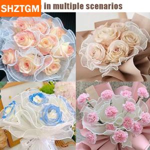 [COD] SHZTGM กระดาษห่อดอกไม้เส้นคลื่นขนาด28ซม. X 1ม. บรรจุภัณฑ์ช่อดอกไม้ผ้าลูกไม้ตาข่าย