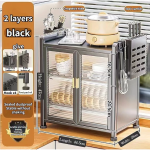 MeilKEA Kitchen Dish Cabinet Fully Enclosed Dustproof 2/3 Layer Bowl And Plate Dish Organizer Storage Rack