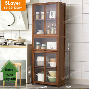 LACCOHUG Bamboo Sideboard 4/5 Doors Brown Kitchen Household Cabinet Kitchen Storage Cabinet 餐边柜