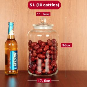 2L3L5L/8L Clear Airtight lid Glass Jar Sealed Cans for Cookie food Storage Bottle Jar